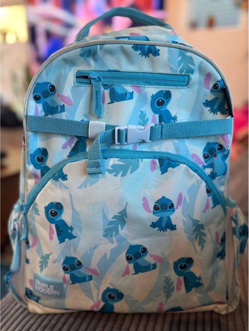 Disney Stitch Fletcher Backpack 18L Simple Modern Blue Print